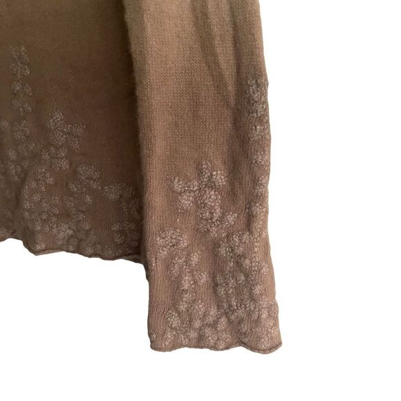 NOUGAT London Ombré Angora Cowl Neck Bell Sleeve Embroidered Sweater Tan M - Picture 8 of 11